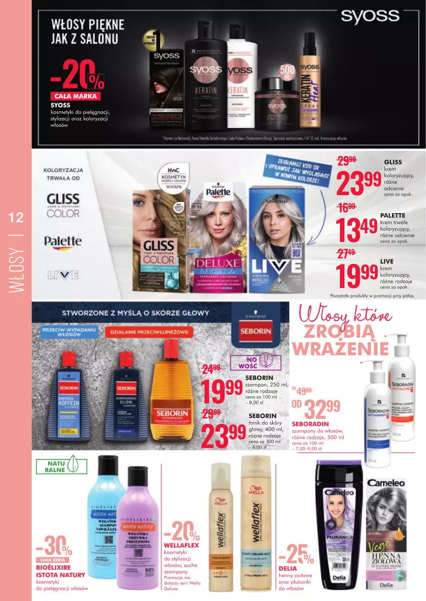 Gazetka promocyjna Super Pharm - Gazetka - ważna 21.10 do 23.10.2022 - strona 12 - produkty: Kosmetyki do pielęgnacji, Palette, Syoss, Szampon, Tonik, Wella, Wellaflex