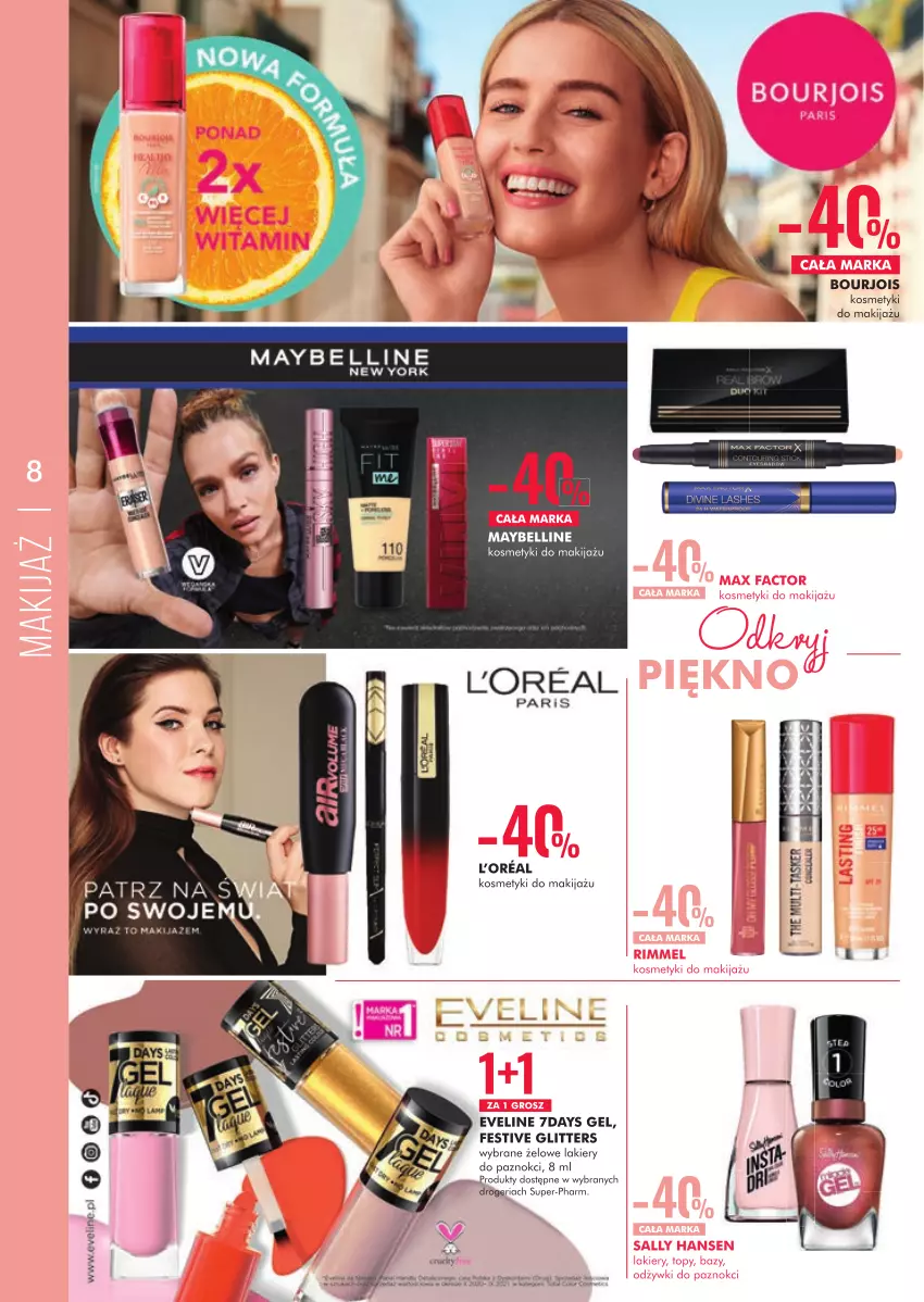 Gazetka promocyjna Super Pharm - Gazetka - ważna 21.10 do 23.10.2022 - strona 8 - produkty: Bell, Bourjois, Eveline, Lakier, Makijaż, Maybelline