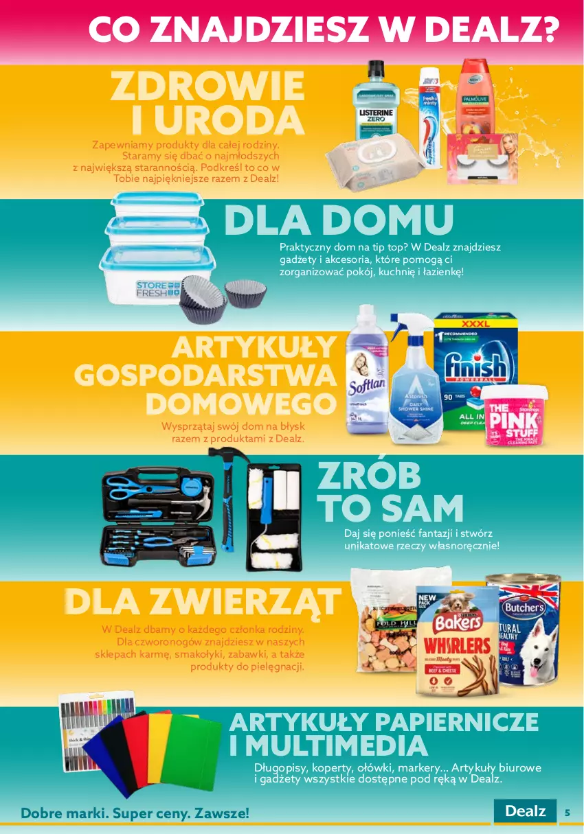 Gazetka promocyjna Dealz - SZCZĘŚLIWA 13 🥳OTWARĆ SKLEPÓW DEALZ! - ważna 29.09 do 13.10.2022 - strona 5 - produkty: Artykuły spożywcze, Biuro, Chodzik, Danio, Długopis, Fa, Fanta, Gra, Gry, Marker, Napoje, Papier, Półka, Przyprawy, Samochodziki, Ser, Sos, Top, Zdrowie