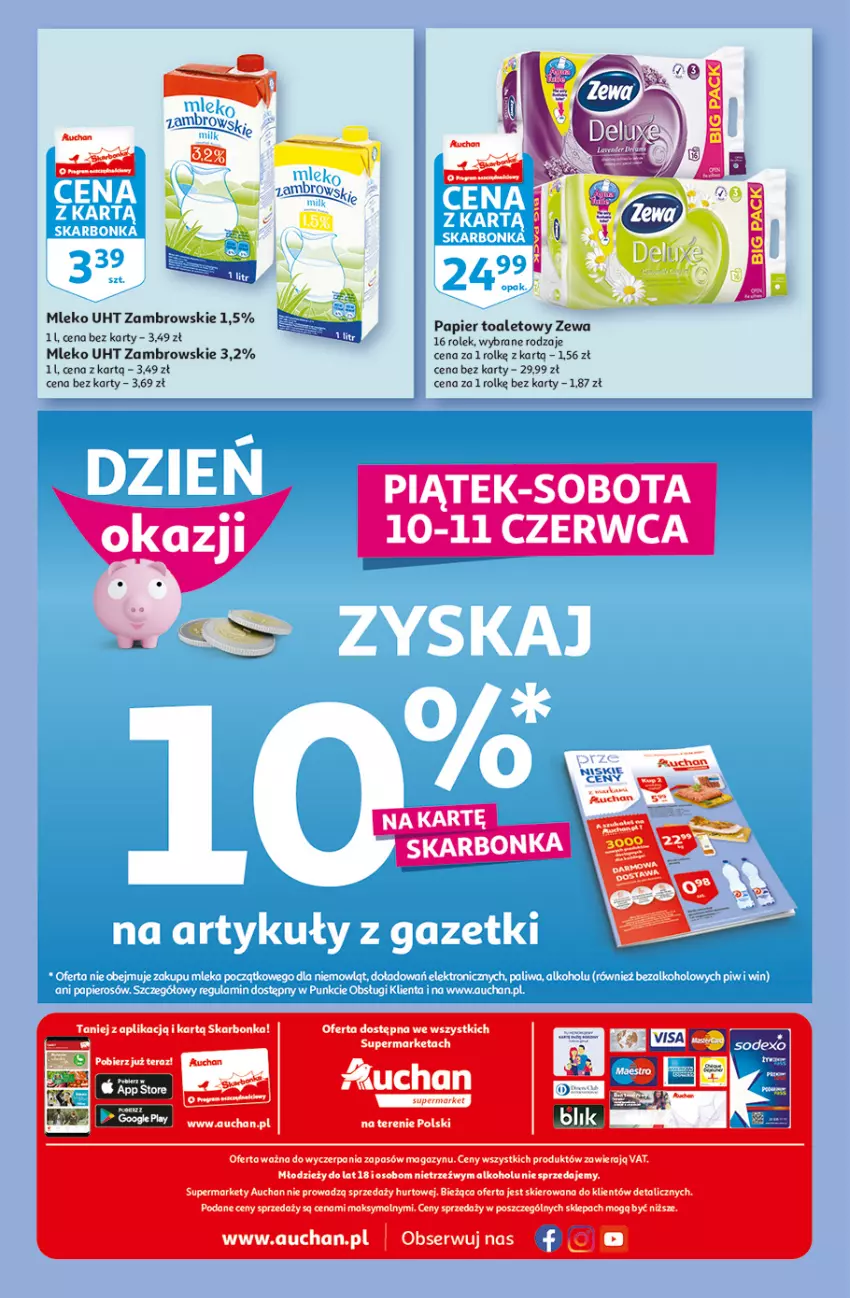 Gazetka promocyjna Auchan - przeNISKIE CENY z Markami Auchan Supermarkety - ważna 09.06 do 15.06.2022 - strona 12 - produkty: Mleko, Papier, Papier toaletowy, Ser