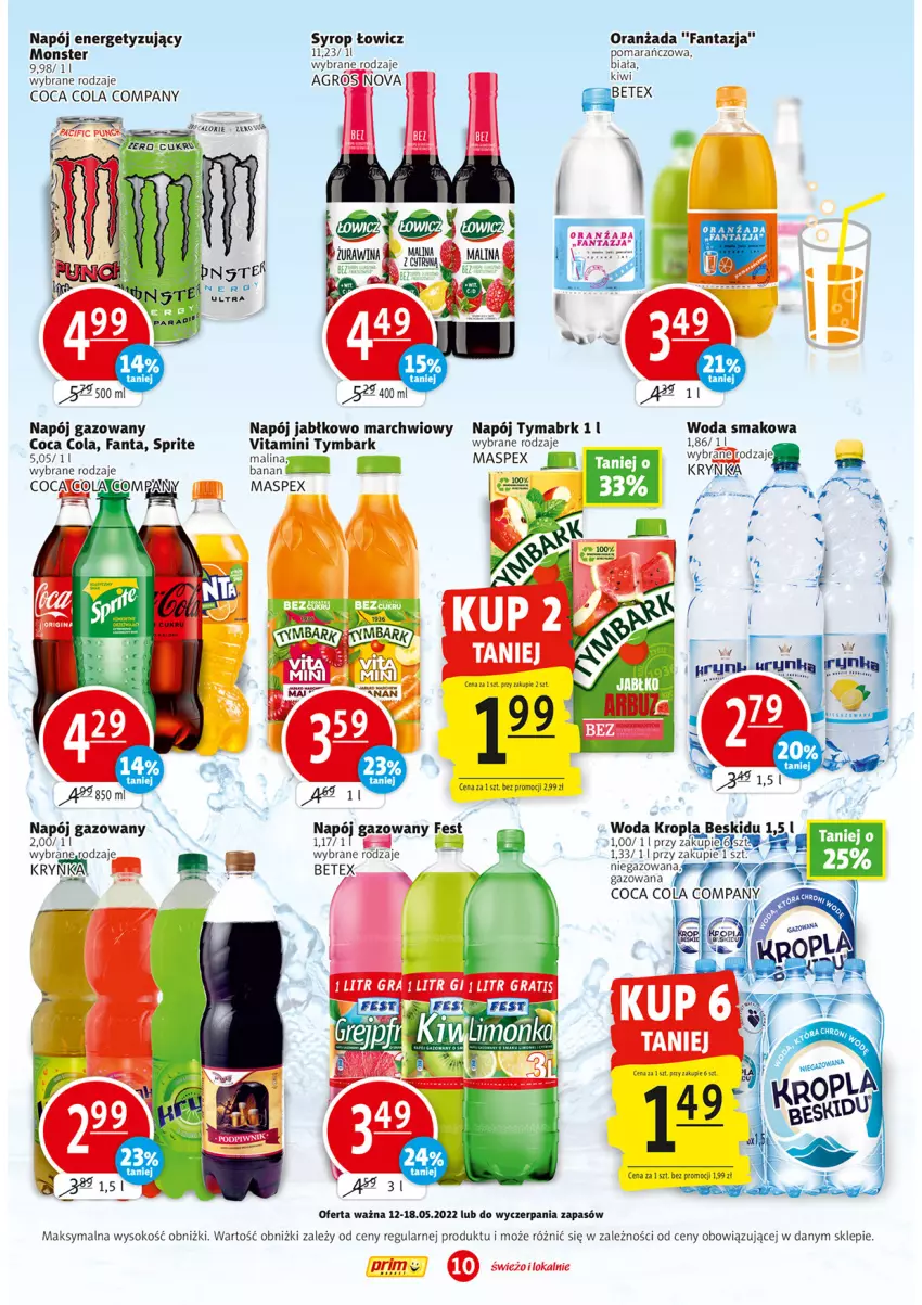 Gazetka promocyjna Prim Market - ważna 12.05 do 18.05.2022 - strona 10 - produkty: Cif, Fa, Fanta, Napój, Napój gazowany, Oranżada, Sok, Sprite, Syrop, Tymbark, Woda