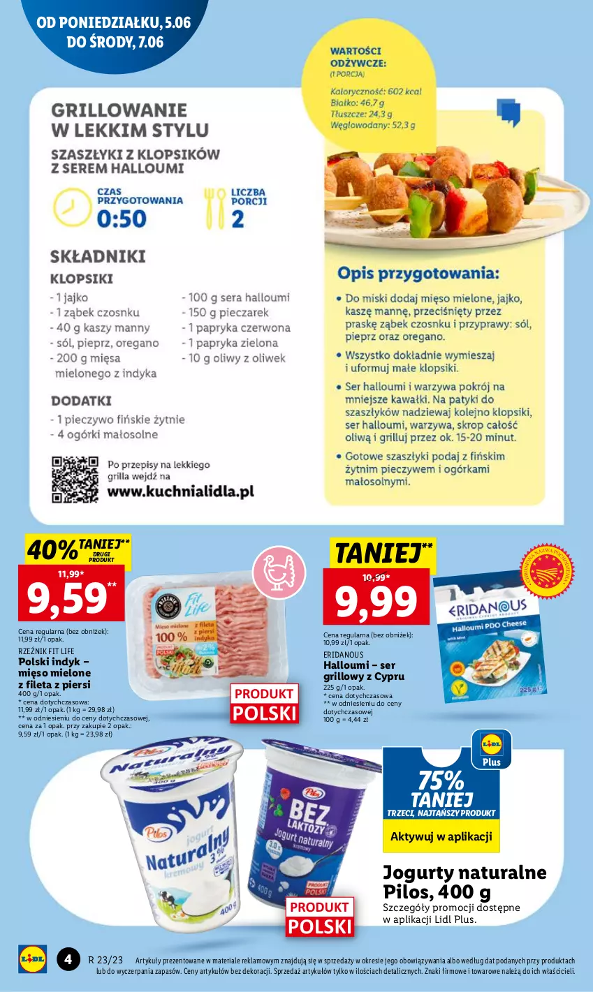 Gazetka promocyjna Lidl - GAZETKA - ważna 05.06 do 07.06.2023 - strona 4 - produkty: Grill, Jogurt, Mięso, Mięso mielone, Pilos, Ser