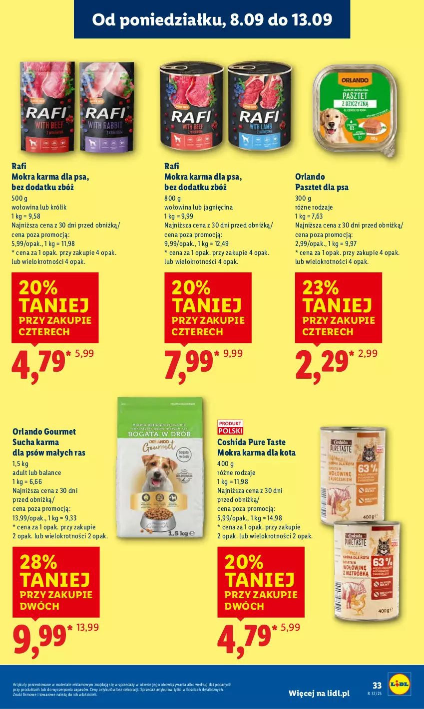 Gazetka promocyjna Lidl - GAZETKA - ważna 08.09 do 10.09.2025 - strona 35 - produkty: Królik, Mokra karma, Pasztet, Pur, Sucha karma, Wołowina