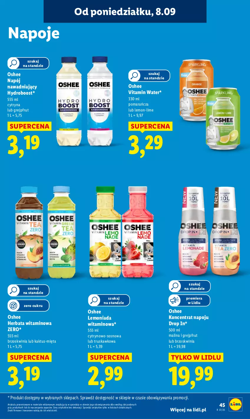 Gazetka promocyjna Lidl - GAZETKA - ważna 08.09 do 10.09.2025 - strona 47 - produkty: Grejpfrut, Herbata, Kaktus, Lemoniada, Mięta, Napój, Napoje, Oshee, Sos