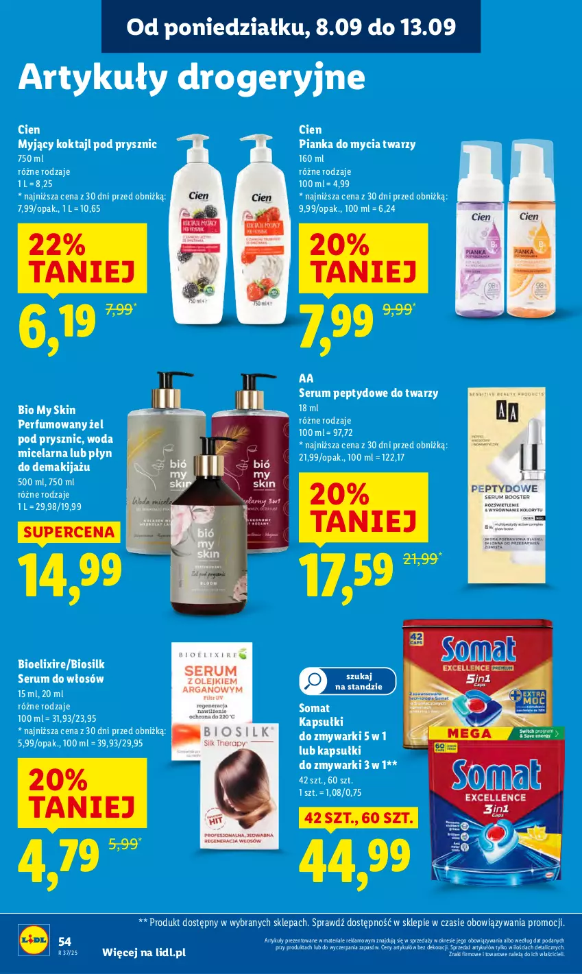 Gazetka promocyjna Lidl - GAZETKA - ważna 08.09 do 10.09.2025 - strona 60 - produkty: Makijaż, Perfum, Pianka do mycia twarzy, Rum, Ser, Serum, Serum do włosów, Somat, Woda, Woda micelarna, Zmywarki