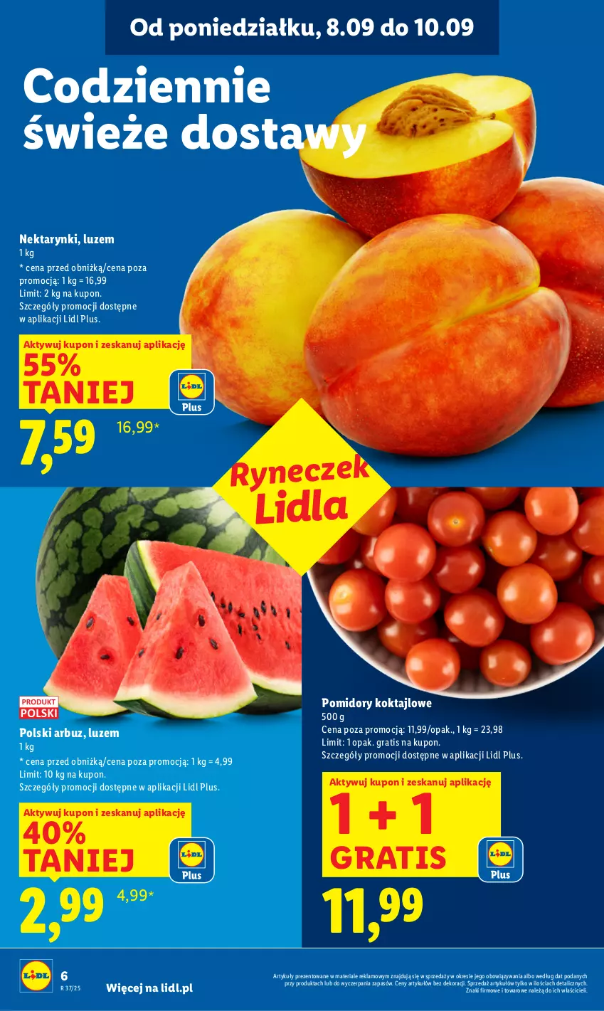 Gazetka promocyjna Lidl - GAZETKA - ważna 08.09 do 10.09.2025 - strona 8 - produkty: Arbuz, Gra, Nektar, Pomidory