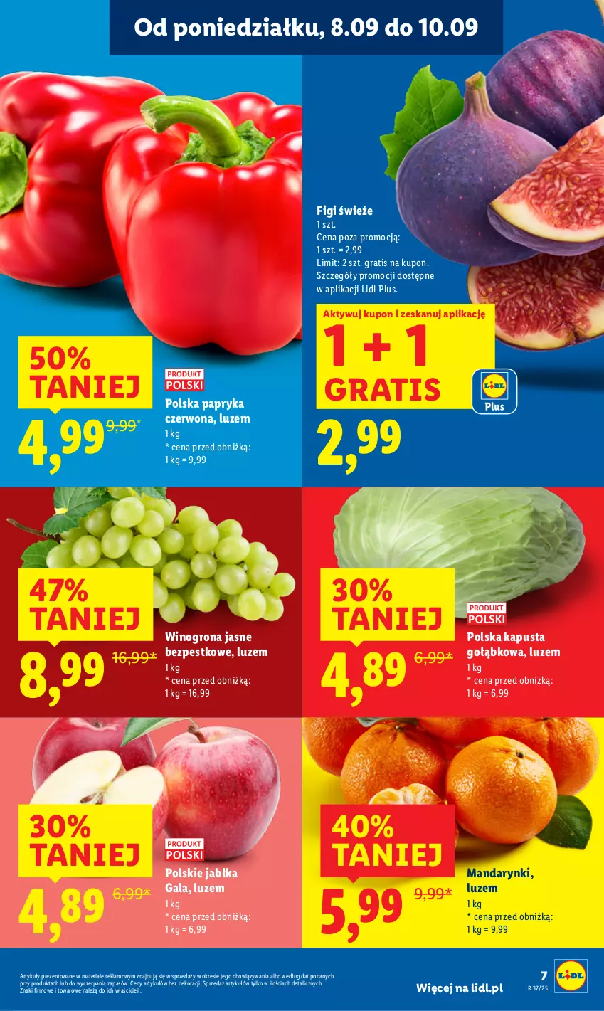 Gazetka promocyjna Lidl - GAZETKA - ważna 08.09 do 10.09.2025 - strona 9 - produkty: Figi, Gala, Gra, Jabłka, Mandarynki, Papryka, Papryka czerwona, Wino, Winogrona