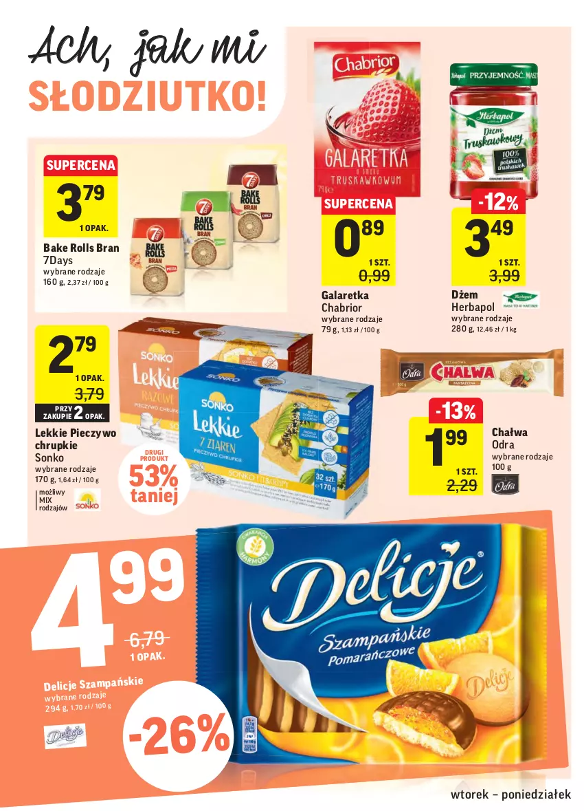 Gazetka promocyjna Intermarche - Gazetka promocyjna - ważna 20.07 do 26.07.2021 - strona 26 - produkty: Bake Rolls, Chabrior, Chałwa, Chrupki, Delicje, Dżem, Gala, Galaretka, Herbapol, Piec, Pieczywo, Pieczywo chrupkie, Sonko