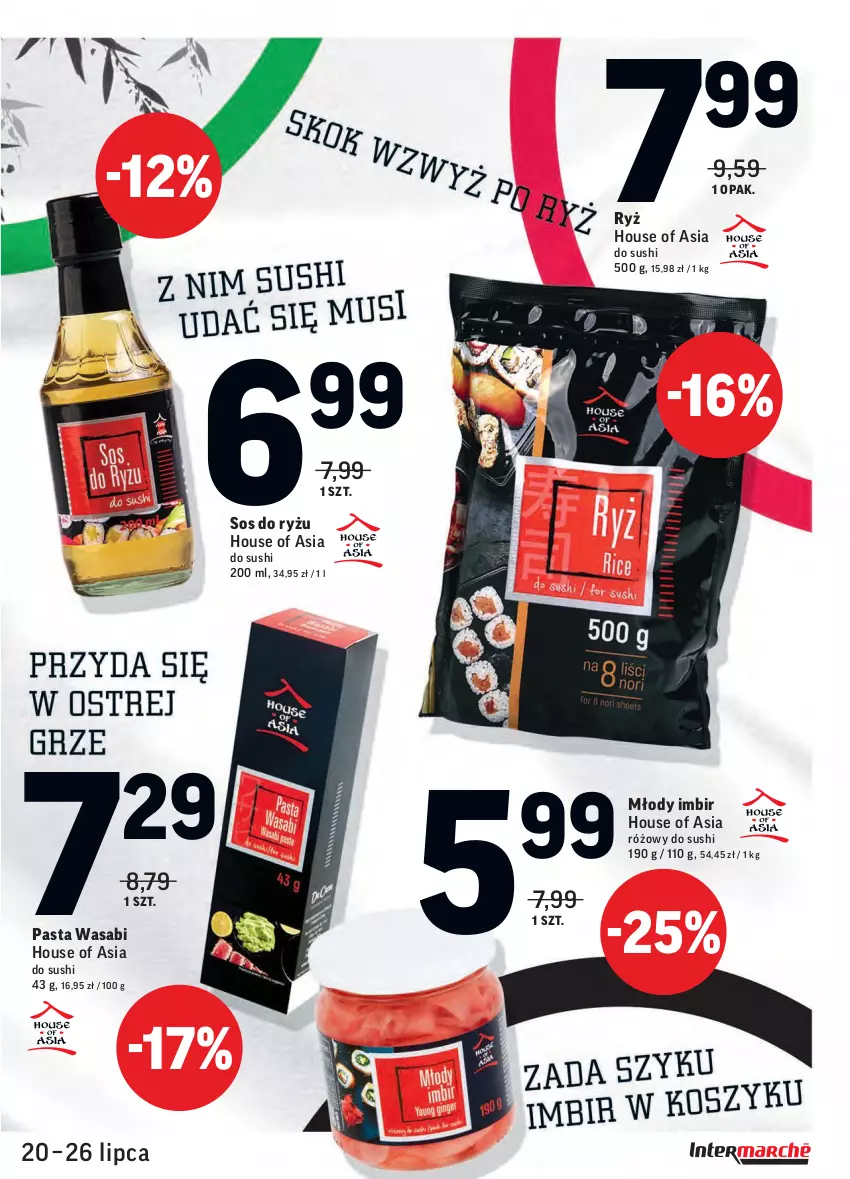 Gazetka promocyjna Intermarche - Gazetka promocyjna - ważna 20.07 do 26.07.2021 - strona 3 - produkty: House of Asia, Imbir, Pasta wasabi, Ryż, Sos, Sushi, Wasa