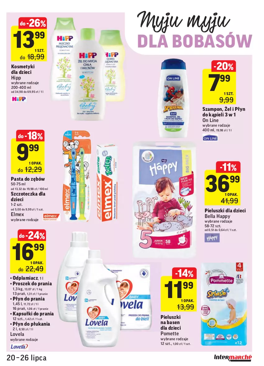 Gazetka promocyjna Intermarche - Gazetka promocyjna - ważna 20.07 do 26.07.2021 - strona 31 - produkty: Bell, Bella, Dzieci, Elmex, HiPP, Kapsułki do prania, Kosmetyki dla dzieci, Lovela, Odplamiacz, Pasta do zębów, Płyn do kąpieli, Płyn do płukania, Płyn do prania, Proszek do prania, Szampon, Szczoteczka