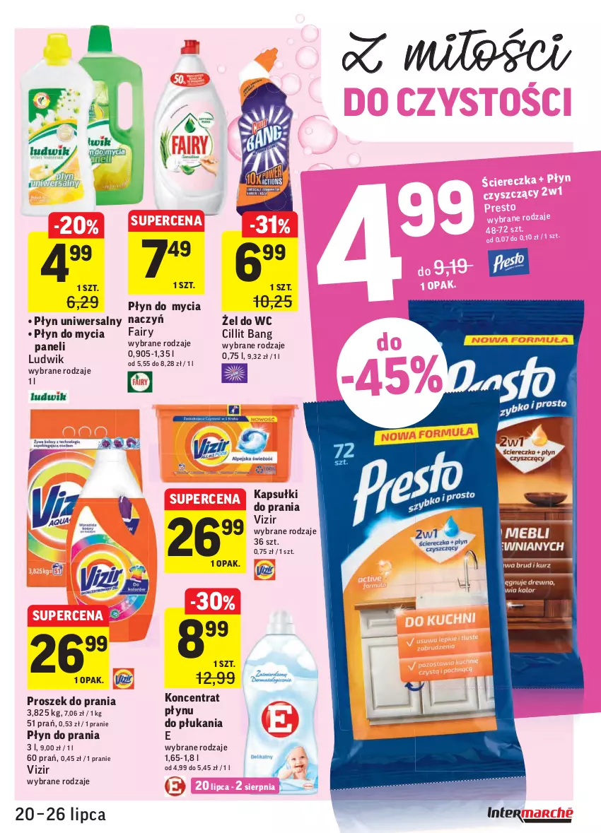 Gazetka promocyjna Intermarche - Gazetka promocyjna - ważna 20.07 do 26.07.2021 - strona 33 - produkty: Cillit Bang, Fa, Fairy, Ludwik, Płyn do mycia, Płyn do prania, Proszek do prania, Vizir