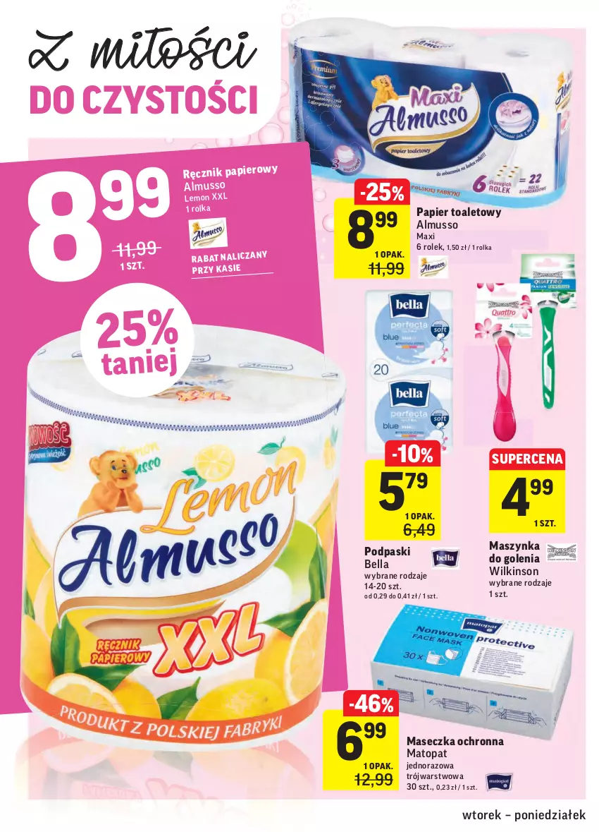 Gazetka promocyjna Intermarche - Gazetka promocyjna - ważna 20.07 do 26.07.2021 - strona 34 - produkty: Bell, Bella, Maszynka, Maszynka do golenia, Mus, Papier, Papier toaletowy, Podpaski, Ręcznik, Szynka, Top