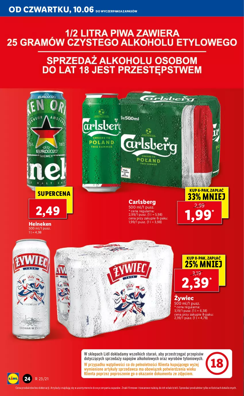 Gazetka promocyjna Lidl - GAZETKA - ważna 10.06 do 12.06.2021 - strona 24 - produkty: Carlsberg, Heineken