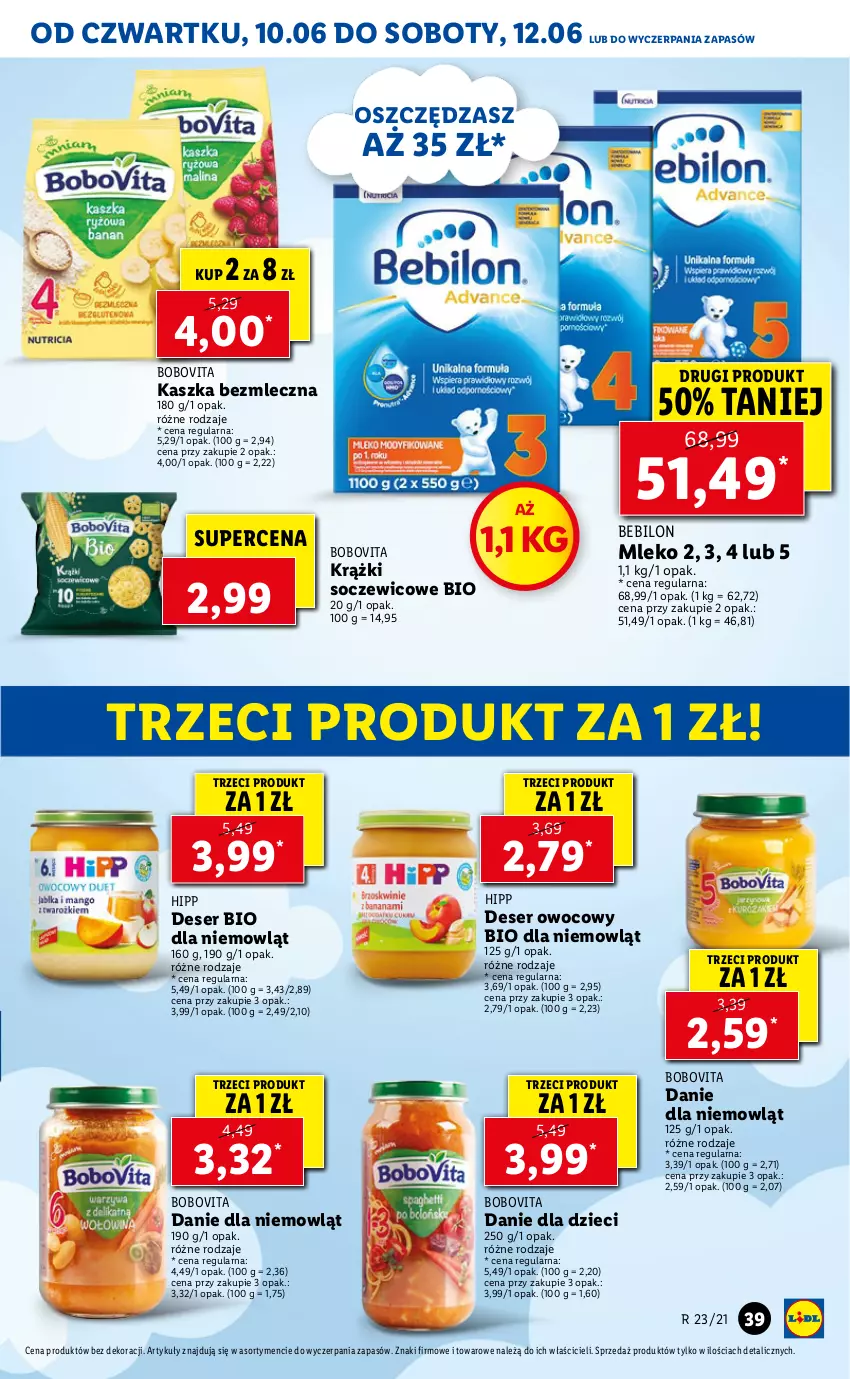 Gazetka promocyjna Lidl - GAZETKA - ważna 10.06 do 12.06.2021 - strona 39 - produkty: BoboVita, Danie dla dzieci, Deser, Deser owocowy, Dzieci, HiPP, Mleko, Ser