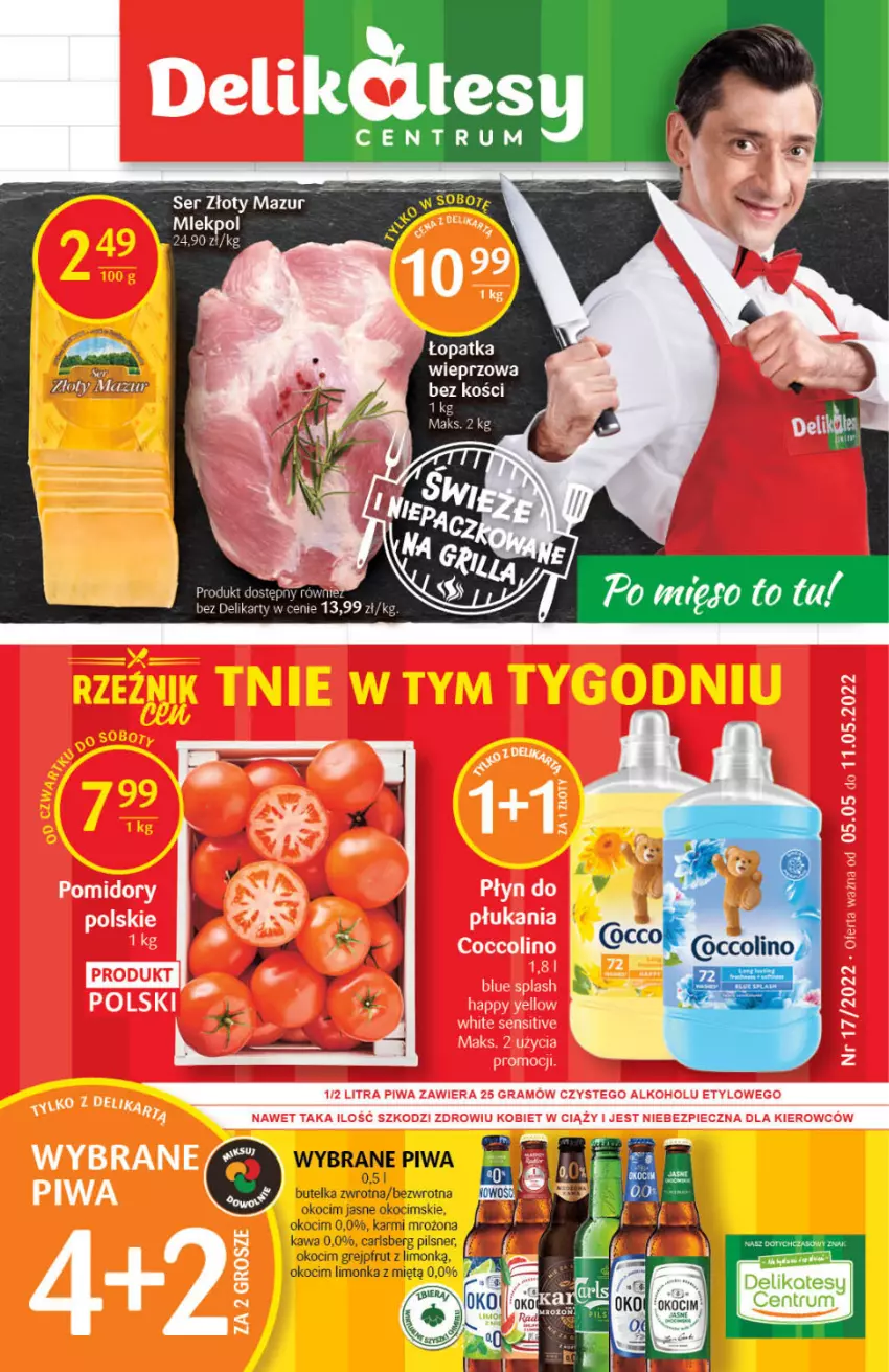 Gazetka promocyjna Delikatesy Centrum - Gazetka DC17 - ważna 05.05 do 11.05.2022 - strona 1 - produkty: Grejpfrut, Karmi, Kawa, Koc, Limonka, Okocim, Piwa, Rum, Ser, Złoty Mazur