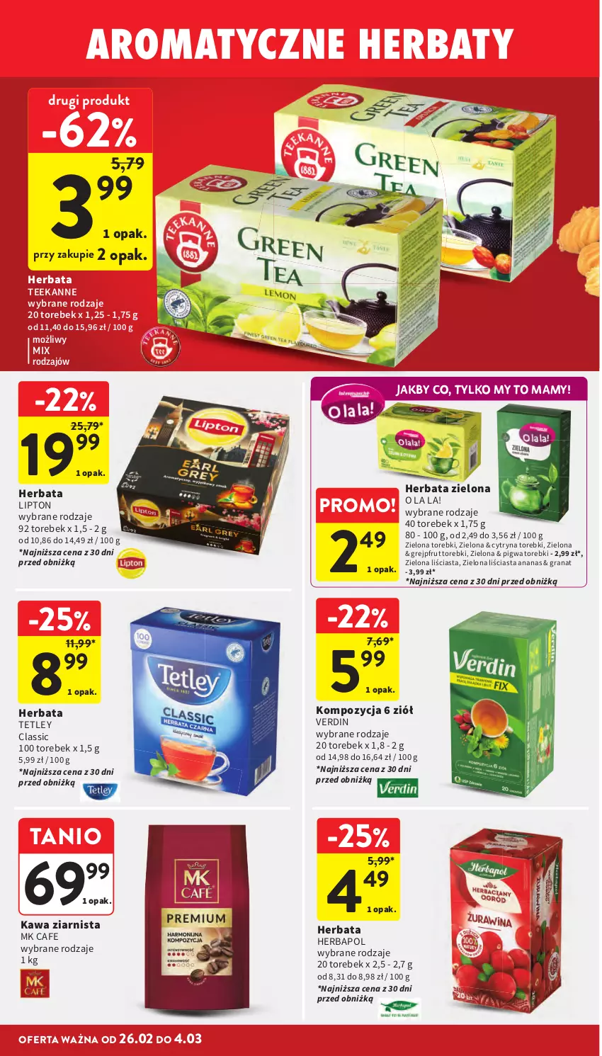 Gazetka promocyjna Intermarche - Gazetka Intermarche - ważna 26.02 do 04.03.2026 - strona 26 - produkty: Ananas, Gra, Granat, Grejpfrut, Herbapol, Herbata, Kawa, Kawa ziarnista, Lipton, Teekanne, Tetley