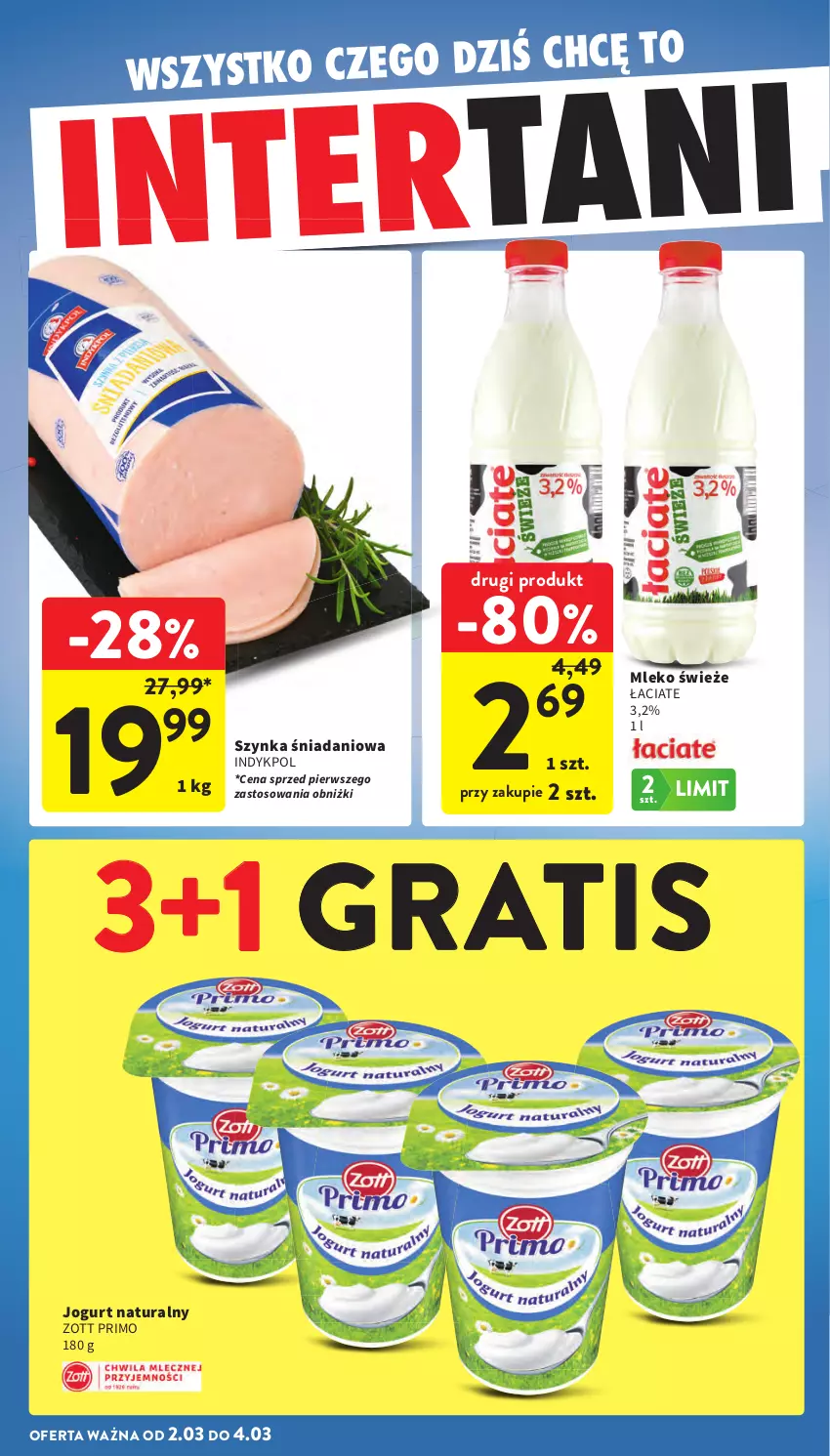 Gazetka promocyjna Intermarche - Gazetka Intermarche - ważna 26.02 do 04.03.2026 - strona 42 - produkty: Danio, Gra, Jogurt, Jogurt naturalny, Mleko, Szynka, Zott, Zott Primo