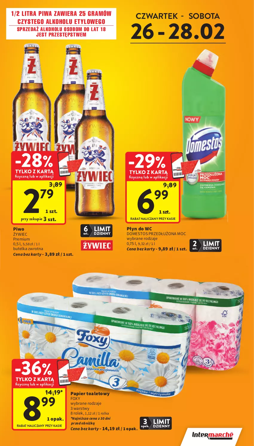 Gazetka promocyjna Intermarche - Gazetka Intermarche - ważna 26.02 do 04.03.2026 - strona 5 - produkty: Domestos, Foxy, Gra, Papier, Papier toaletowy, Piwa, Piwo, Płyn do wc