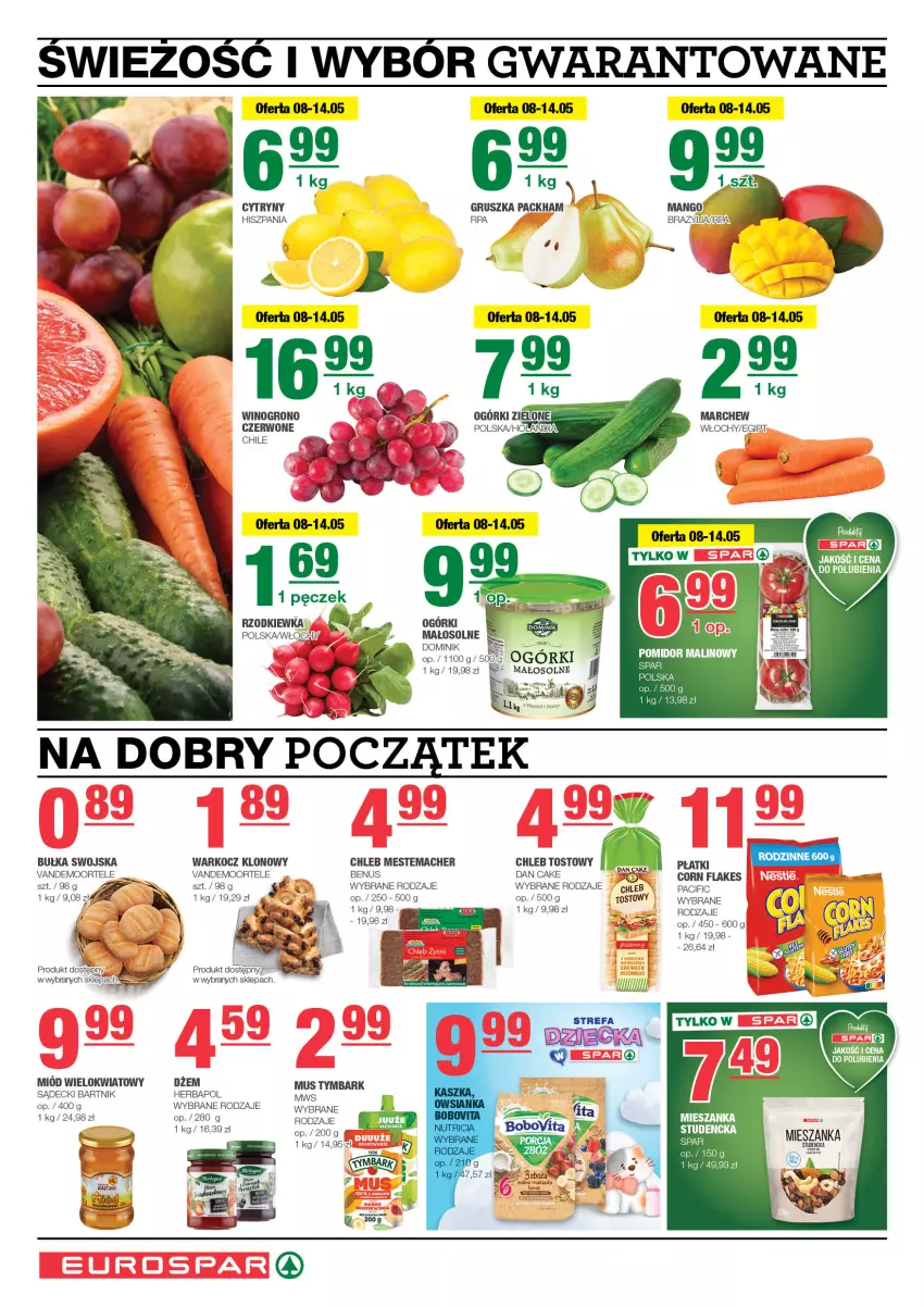 Gazetka promocyjna Spar - EuroSpar - ważna 05.05 do 15.05.2024 - strona 2 - produkty: Bułka, Chleb, Chleb tostowy, Cif, Corn flakes, Cytryny, Dan Cake, Dżem, Herbapol, Koc, Miód, Mus, Rzodkiewka, Tymbark, Wino