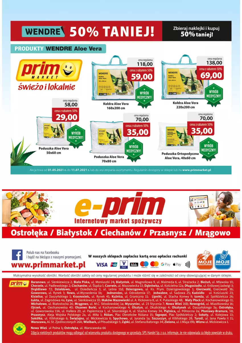 Gazetka promocyjna Prim Market - Gazetka - ważna 17.06 do 23.06.2021 - strona 16 - produkty: Aloe vera, Fa, Klej, Kołdra, Poduszka, Sok, Top