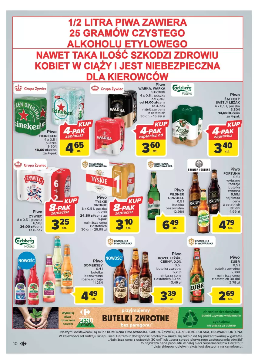 Gazetka promocyjna Carrefour - Gazetka Market - ważna 11.04 do 22.04.2023 - strona 12 - produkty: Carlsberg, Fortuna, Gra, Heineken, Kozel, Piec, Piwa, Piwo, Somersby, Tyskie, Warka