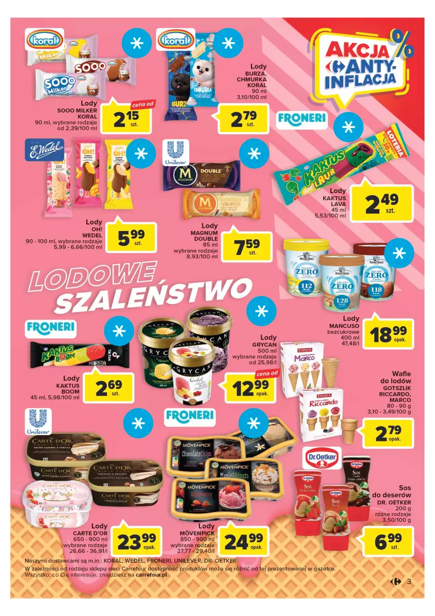 Gazetka promocyjna Carrefour - Gazetka Market - ważna 11.04 do 22.04.2023 - strona 5 - produkty: Carte d'Or, Dr. Oetker, Fa, Gry, Kaktus, Lody, Melon, Ser, Wafle