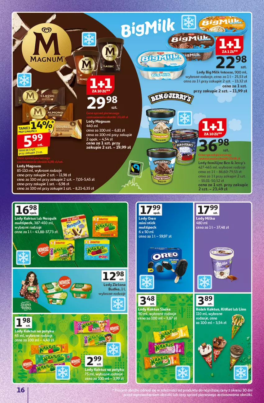 Gazetka promocyjna Auchan - Gazetka Znane Marki duży wybór Hipermarket Auchan - ważna 04.12 do 14.12.2025 - strona 16 - produkty: Kaktus, Lion, Lody, Milka, Nesquik