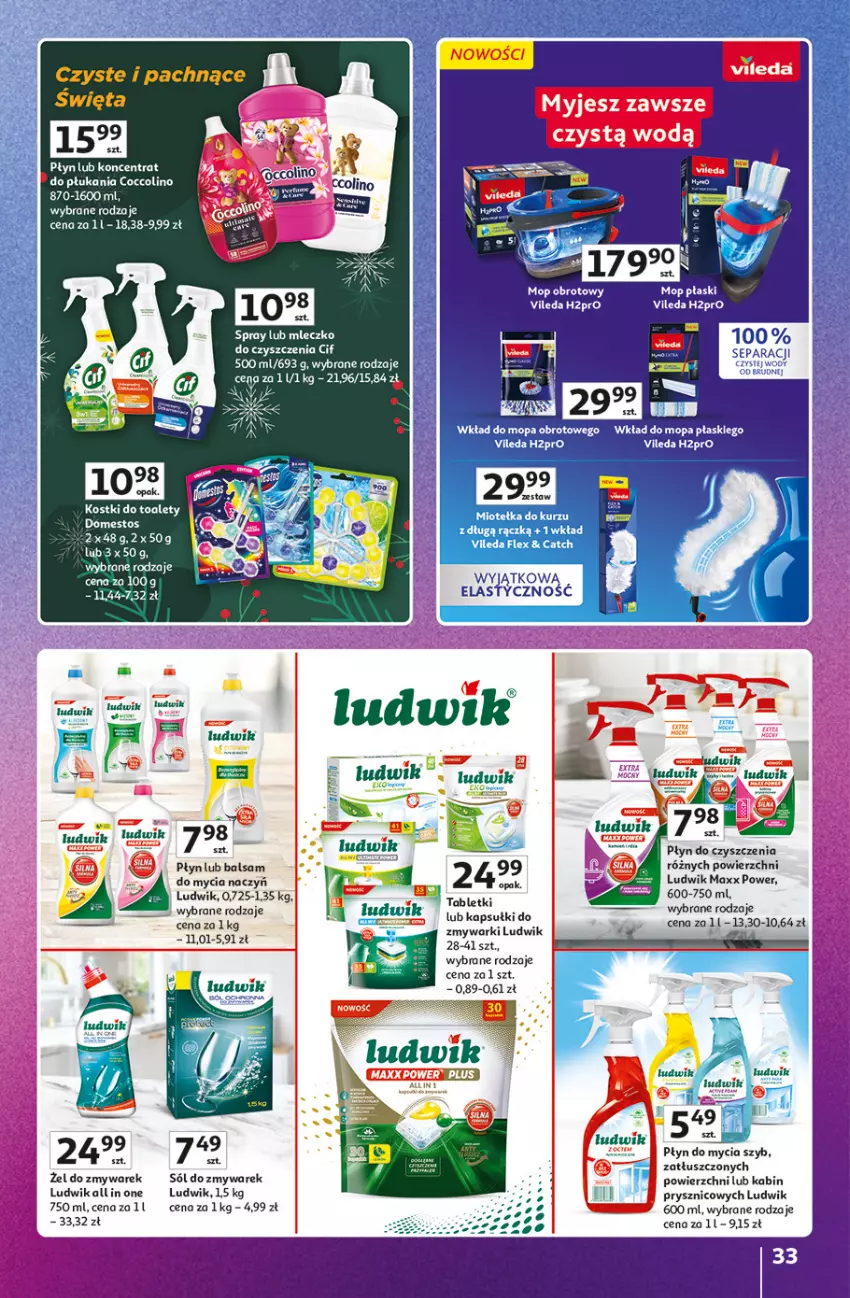 Gazetka promocyjna Auchan - Gazetka Znane Marki duży wybór Hipermarket Auchan - ważna 04.12 do 14.12.2025 - strona 33 - produkty: Body, Cif, Do mycia naczyń, Ludwik, Mleczko, Płyn do mycia, Sól, Vileda