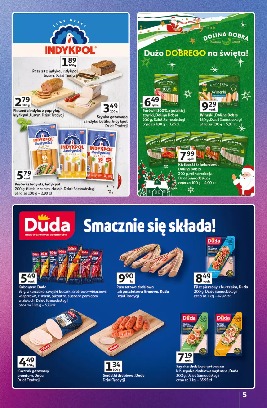 Gazetka promocyjna Auchan - Gazetka Znane Marki duży wybór Hipermarket Auchan - ważna 04.12 do 14.12.2025 - strona 5 - produkty: Boczek, Duda, Kabanos, Kosz, Kurczak, Kurczak gotowany, Parówki, Pasztet, Piec, Pomidory, Ser, Serdelki, Suszone pomidory, Szynka