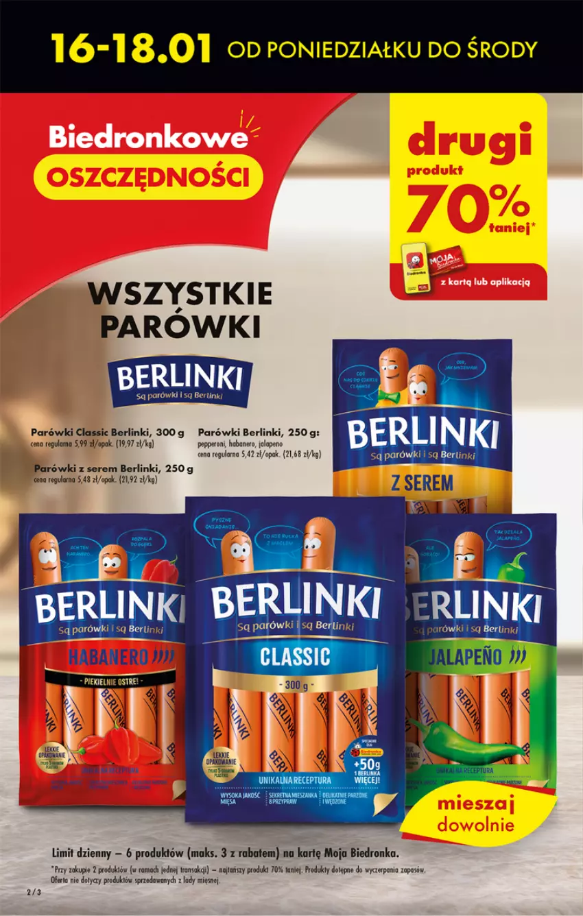 Gazetka promocyjna Biedronka - Gazetka - Biedronka.pl - ważna 16.01 do 21.01.2023 - strona 2 - produkty: Berlinki, Dron, Parówki, Rama, Ser