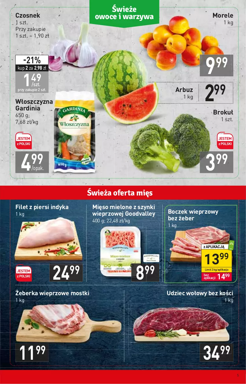 Gazetka promocyjna Stokrotka - Supermarket - ważna 15.06 do 22.06.2022 - strona 5 - produkty: Arbuz, Boczek, Boczek wieprzowy, Czosnek, Filet z piersi indyka, Mięso, Mięso mielone, Mięso mielone z szynki, Udziec wołowy