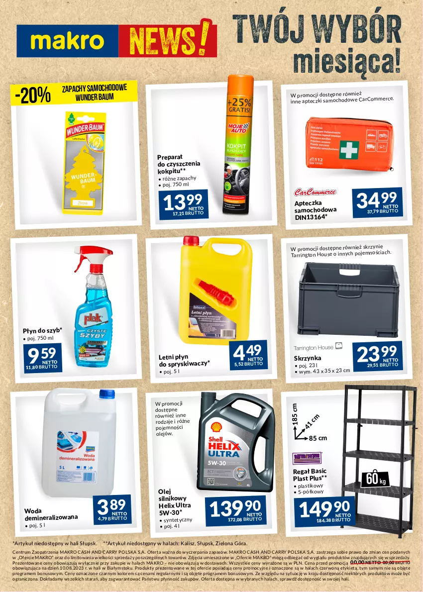 Gazetka promocyjna Makro - Najlepsze oferty - ważna 22.08 do 18.09.2023 - strona 16 - produkty: Apteczka samochodowa, Gra, Olej, Płyn do spryskiwaczy, Płyn do szyb, Preparat do czyszczenia, Regał, Rum, Woda