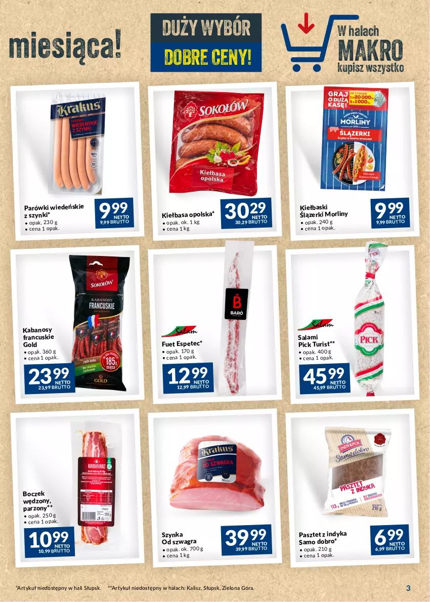 Gazetka promocyjna Makro - Najlepsze oferty - ważna 22.08 do 18.09.2023 - strona 3 - produkty: Boczek, Gra, Kabanos, Kiełbasa, Morliny, Parówki, Pasztet, Pasztet z indyka, Salami, Szynka