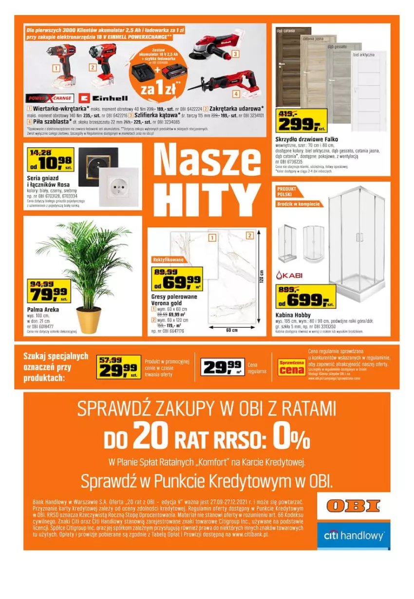 Gazetka promocyjna Obi - Gazetka OBI - ważna 10.11 do 23.11.2021 - strona 20 - produkty: Drzwi, Einhell, Fa, Gres, Hobby, Palma, Ser, Seria gniazd i łączników, Skrzydło drzwiowe, Szlifierka, Szlifierka kątowa, Tarka, Wkręt, Wkrętarka