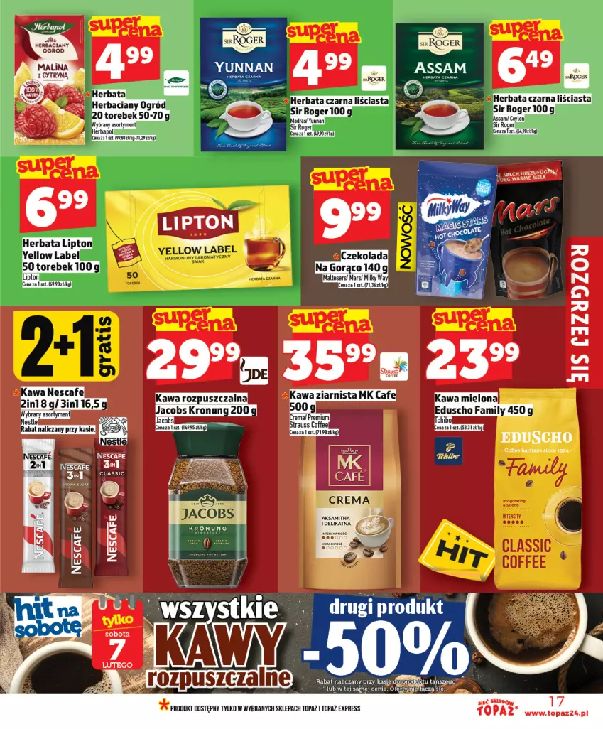 Gazetka promocyjna Topaz - Gazetka - ważna 05.02 do 11.02.2026 - strona 17 - produkty: Aksam, Herbata, Herbata czarna, Por, Top