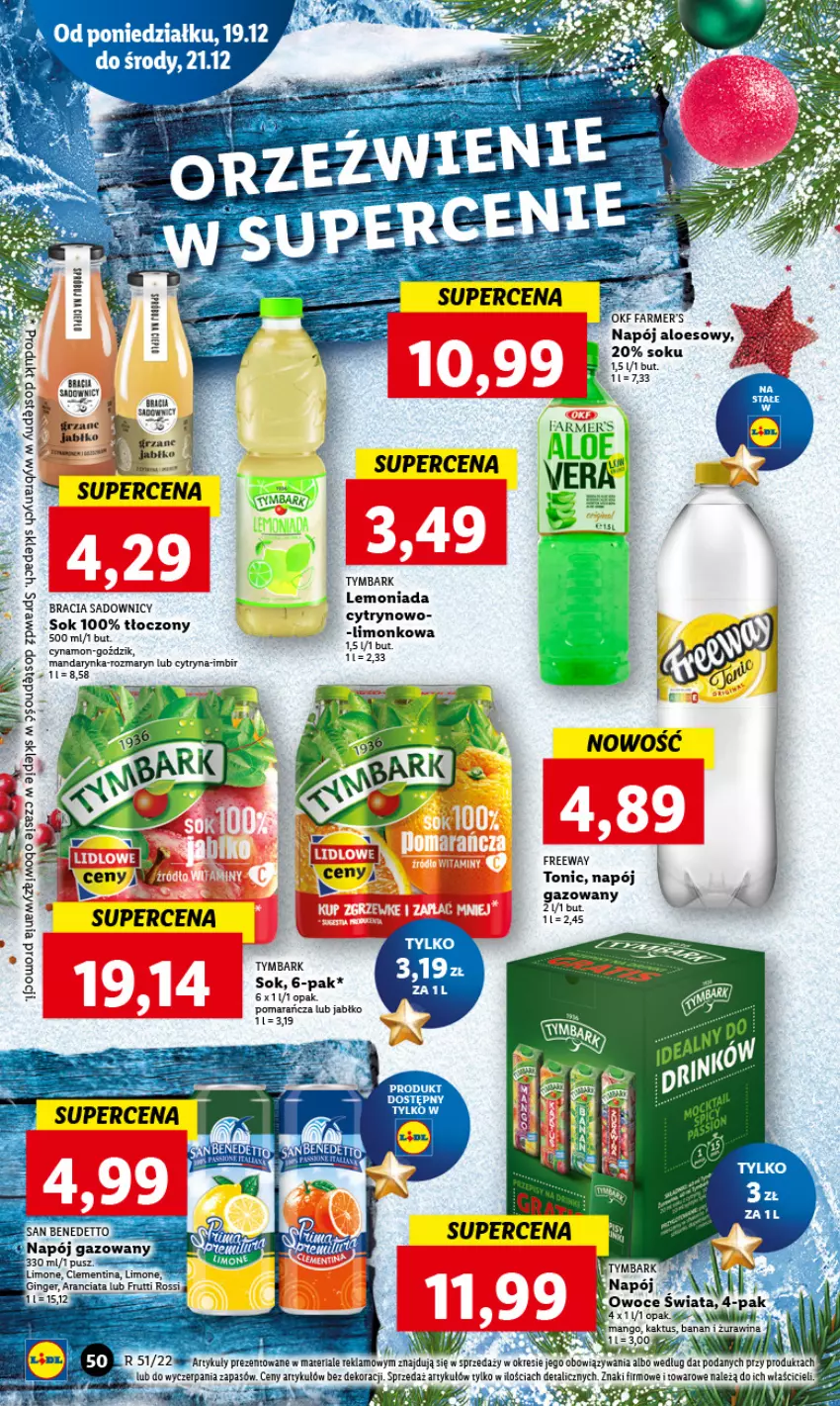 Gazetka promocyjna Lidl - GAZETKA - ważna 19.12 do 21.12.2022 - strona 62 - produkty: Fa, Imbir, Kaktus, LG, Mango, Napój, Owoce, Sok, Tymbark