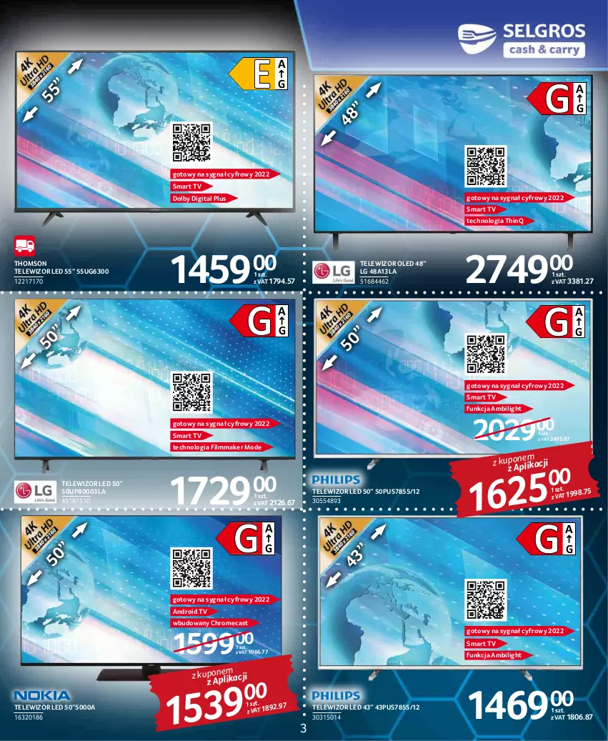 Gazetka promocyjna Selgros - Katalog Elektro AGD - ważna 03.03 do 16.03.2022 - strona 3 - produkty: Android TV, LG, Smart tv, Telewizor, Thomson