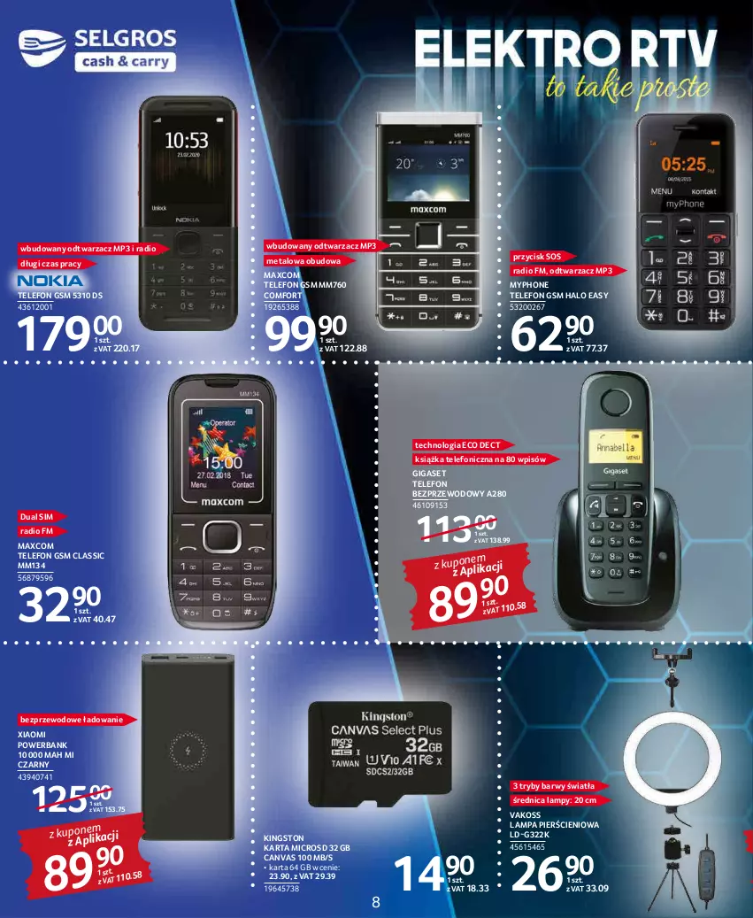 Gazetka promocyjna Selgros - Katalog Elektro AGD - ważna 03.03 do 16.03.2022 - strona 8 - produkty: Halo, Książka, Lampa, MyPhone, Powerbank, Sos, Telefon