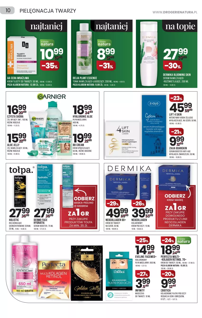 Gazetka promocyjna Drogerie Natura - Gazetka Drogerie Natura - ważna 24.02 do 09.03.2022 - strona 10 - produkty: Booster, Eveline, Fa, Garnier, Gra, Kolagen, Krem do twarzy, Krem pod oczy, Mars, Płyn micelarny, Rum, Ser, Serum, Tołpa, Tonik, Top, Ziaja