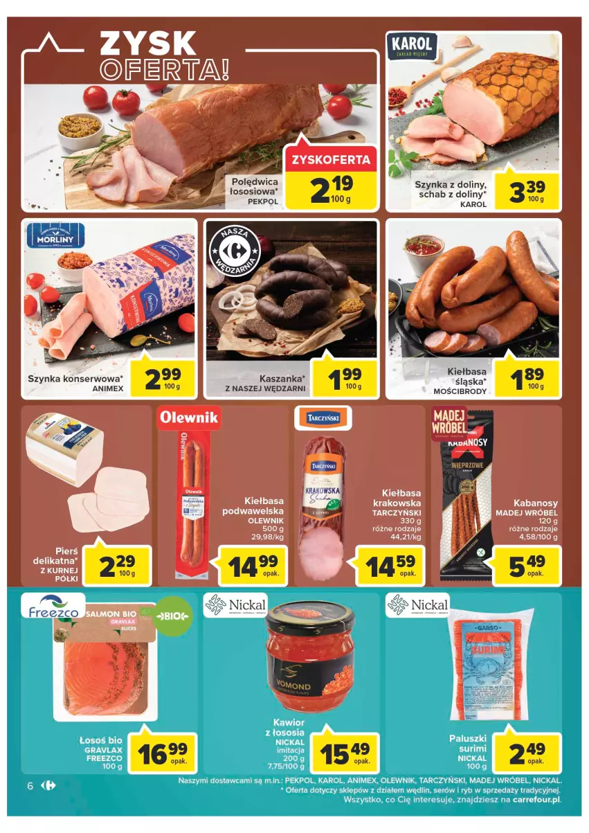 Gazetka promocyjna Carrefour - Gazetka Market Zyskoteka - ważna 19.07 do 30.07.2022 - strona 6 - produkty: Gra, Kasza, Kaszanka, Kawior, Kiełbasa, Madej Wróbel, Olewnik, Pekpol, Polędwica, Ser, Sos, Szynka, Szynka konserwowa, Tarczyński