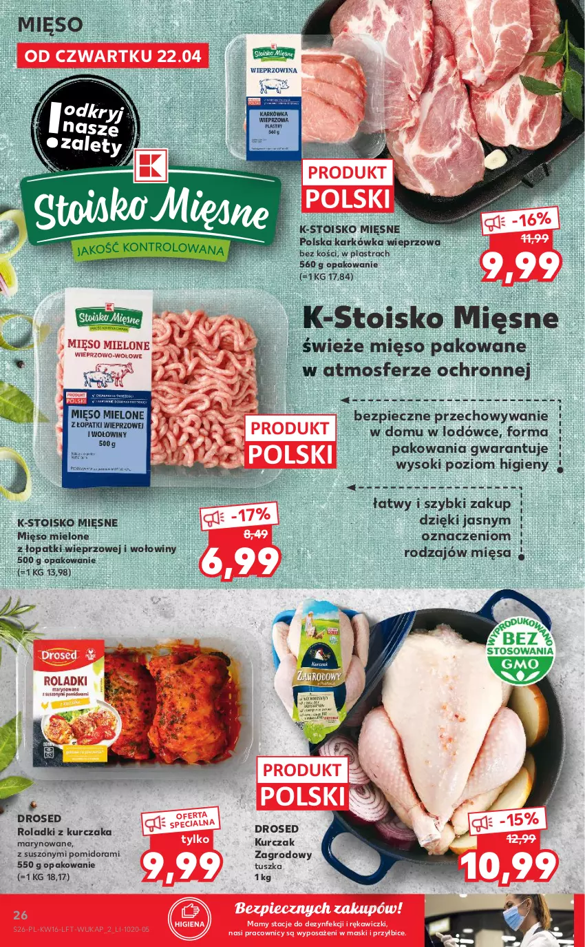 Gazetka promocyjna Kaufland - OFERTA TYGODNIA - ważna 22.04 do 27.04.2021 - strona 26 - produkty: BIC, Karkówka wieprzowa, Kurczak, Mięso, Mięso mielone, Mięso mielone z łopatki wieprzowej, Piec, Roladki z kurczaka, Sok, Tusz