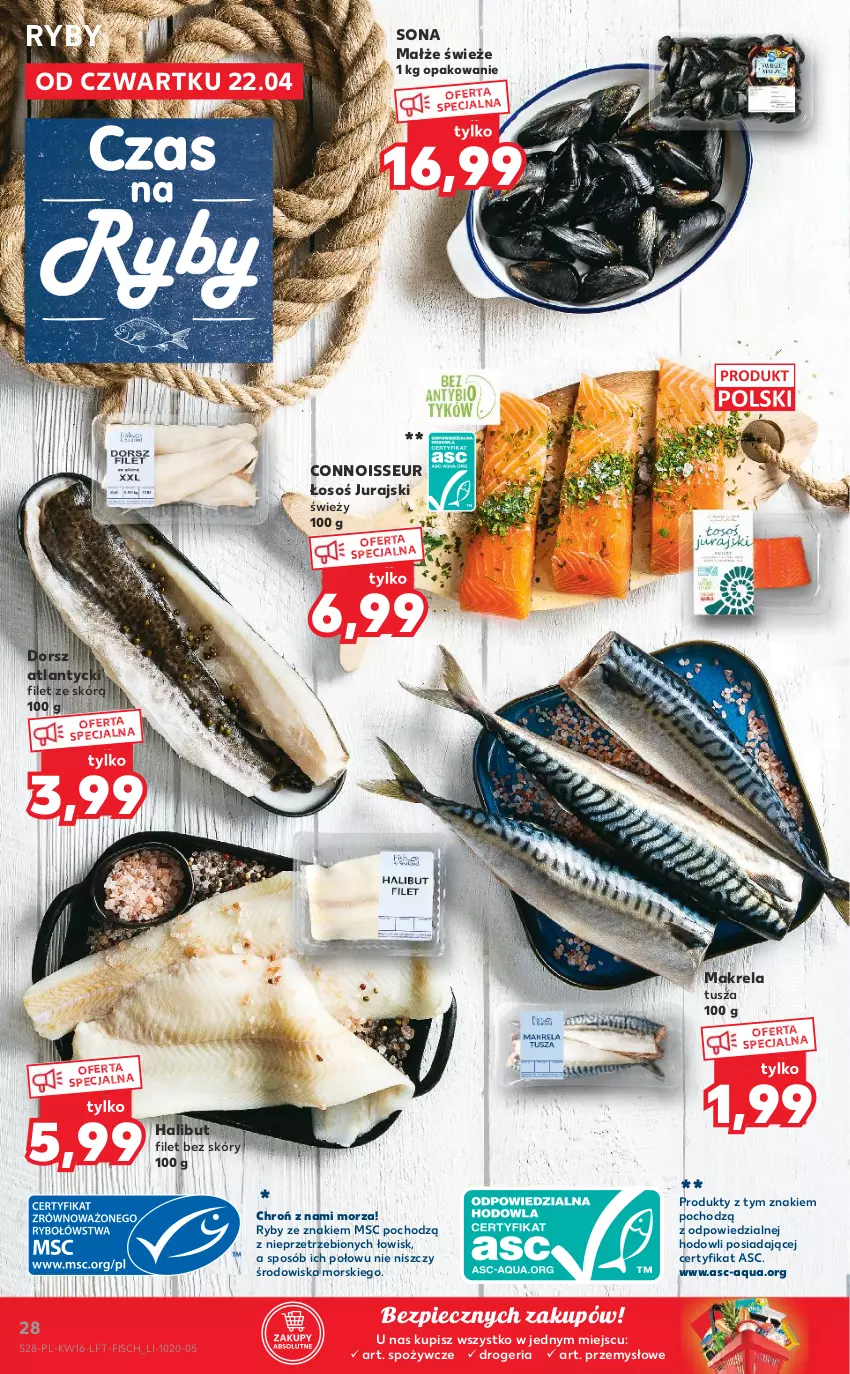 Gazetka promocyjna Kaufland - OFERTA TYGODNIA - ważna 22.04 do 27.04.2021 - strona 28 - produkty: Dorsz, Halibut, Małże, Piec, Tusz