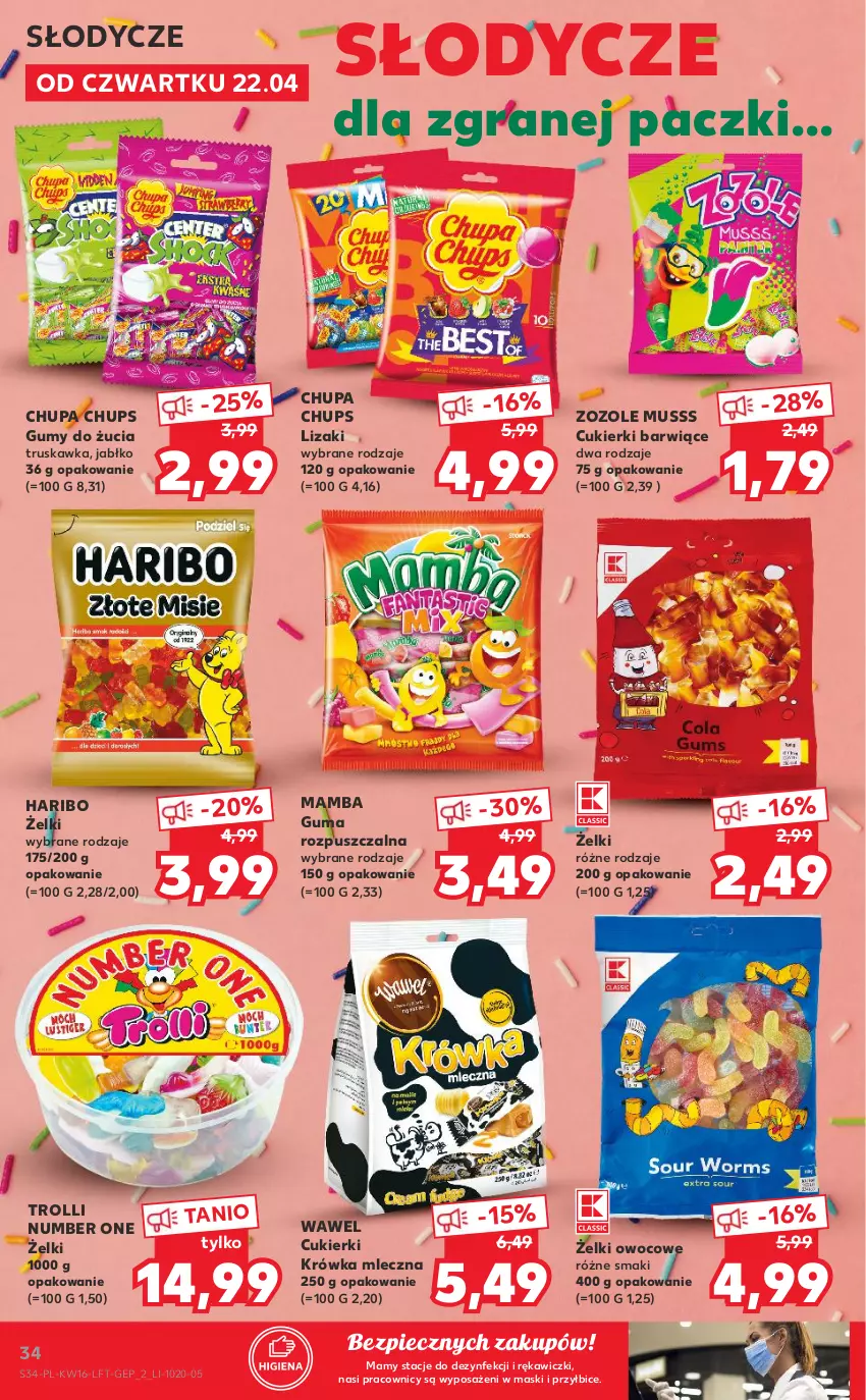 Gazetka promocyjna Kaufland - OFERTA TYGODNIA - ważna 22.04 do 27.04.2021 - strona 34 - produkty: BIC, Chupa Chups, Cukier, Cukierki, Gra, Guma rozpuszczalna, Haribo, Lizaki, Mamba, Mus, Piec, Wawel