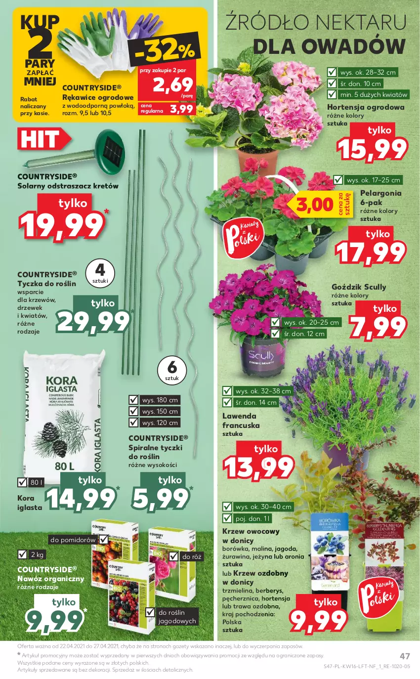 Gazetka promocyjna Kaufland - OFERTA TYGODNIA - ważna 22.04 do 27.04.2021 - strona 47 - produkty: Aronia, Borówka, Gra, Kret, Nawóz, Nektar, Por, Rękawice, Sok