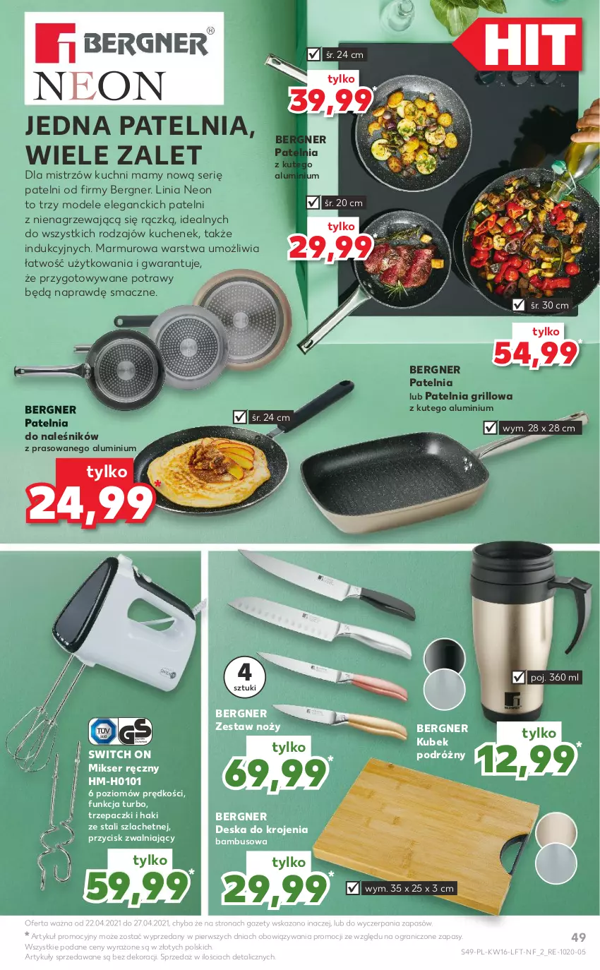 Gazetka promocyjna Kaufland - OFERTA TYGODNIA - ważna 22.04 do 27.04.2021 - strona 49 - produkty: Deska do krojenia, Gra, Grill, Kubek, Mikser, Mikser ręczny, Noż, Patelnia, Patelnia grillowa, Ser