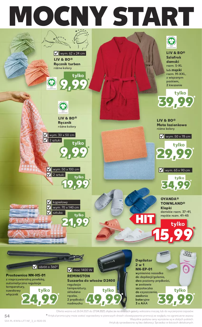 Gazetka promocyjna Kaufland - OFERTA TYGODNIA - ważna 22.04 do 27.04.2021 - strona 54 - produkty: Depilator, Gra, Klapki, Mata łazienkowa, Ręcznik, Remington, Silan, Suszarka, Szczoteczka, Szlafrok