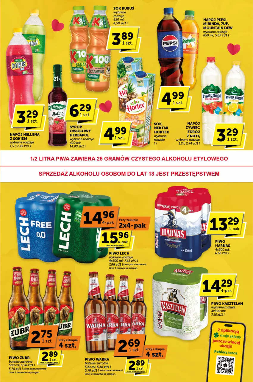 Gazetka promocyjna ABC - ważna 08.02 do 20.02.2024 - strona 7 - produkty: 7up, Harnaś, Hellena, Herbapol, Kasztelan, Kubuś, Mirinda, Napój, Pepsi, Piwo, Sok, Syrop, Tera