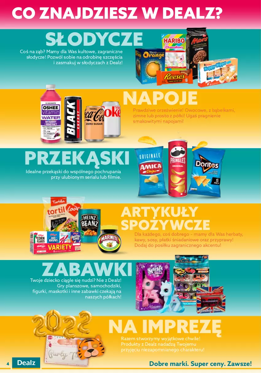 Gazetka promocyjna Dealz - WIELKIE OTWARCIE: 17.02.2023🥳Centrum Handlowe S1, Stargard - ważna 17.02 do 02.03.2023 - strona 4 - produkty: Artykuły spożywcze, Biuro, Chodzik, Danio, Długopis, Fa, Fanta, Gra, Gry, Marker, Napoje, Papier, Półka, Przyprawy, Samochodziki, Ser, Sos, Top, Zdrowie