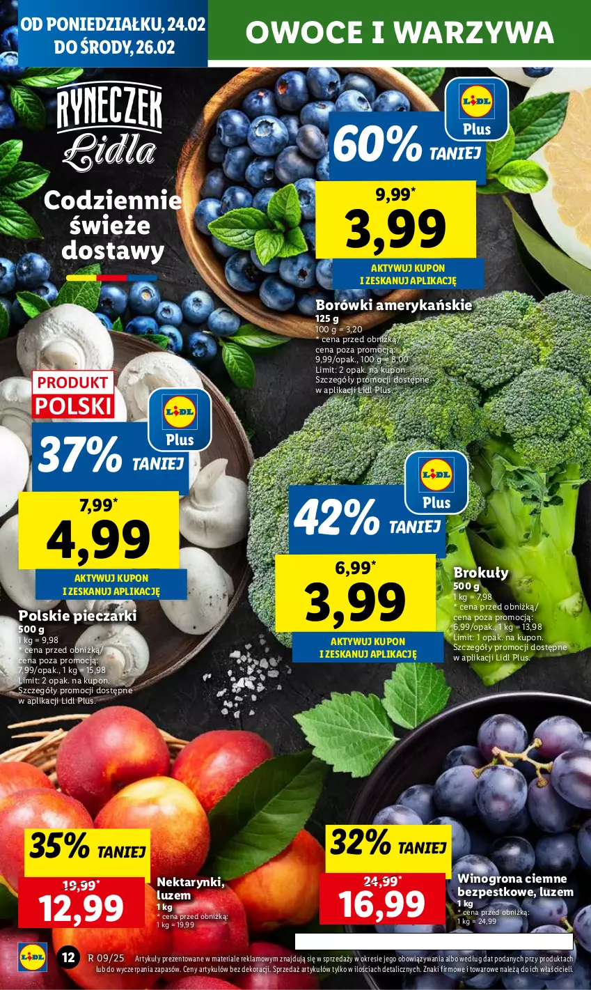 Gazetka promocyjna Lidl - GAZETKA - ważna 24.02 do 26.02.2025 - strona 12 - produkty: Brokuły, Nektar, Owoce, Piec, Warzywa, Wino, Winogrona