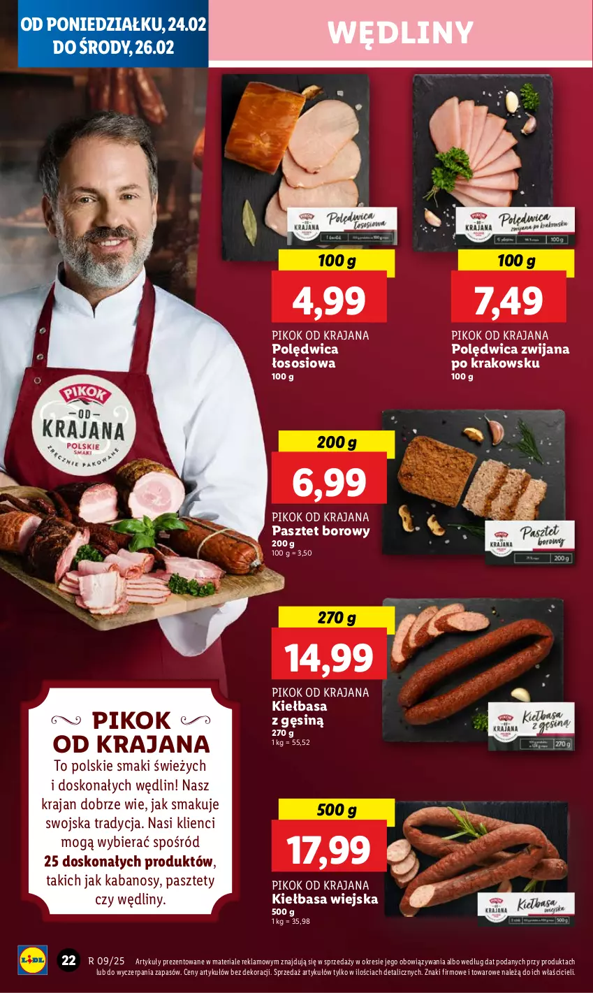 Gazetka promocyjna Lidl - GAZETKA - ważna 24.02 do 26.02.2025 - strona 24 - produkty: Kabanos, Kiełbasa, Kiełbasa wiejska, Pasztet, PIKOK, Polędwica, Sos